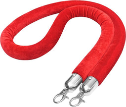 vidaXL - Afzetkoord - fluweel - rood - en - zilverkleurig