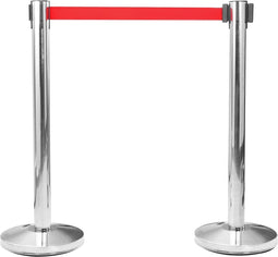 vidaXL - Afzetpaal - met - band - roestvrij - staal - zilverkleurig