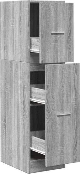 vidaXL - Apothekerskast - 30x41x118 - cm - bewerkt - hout - grijs - sonoma - eiken