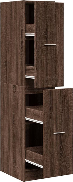 vidaXL - Apothekerskast - 30x41x144,5 - cm - bewerkt - hout - bruin - eikenkleurig