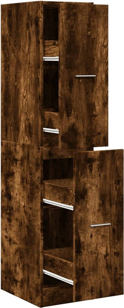 vidaXL - Apothekerskast - 30x41x144,5 - cm - bewerkt - hout - gerookt - eikenkleurig