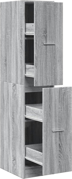 vidaXL - Apothekerskast - 30x41x144,5 - cm - bewerkt - hout - grijs - sonoma - eiken