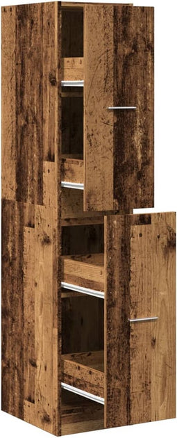 vidaXL - Apothekerskast - 30x41x144,5 - cm - bewerkt - hout - oud - houtkleurig