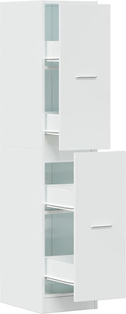 vidaXL - Apothekerskast - 30x41x144,5 - cm - bewerkt - hout - hoogglans - wit