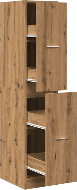 vidaXL - Apothekerskast - 30x41x144,5 - cm - bewerkt - hout - artisanaal - eiken