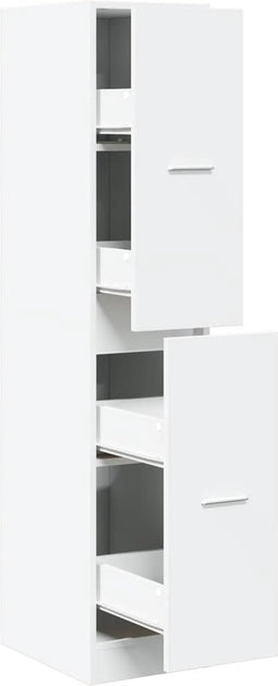 vidaXL - Apothekerskast - 30x41x144,5 - cm - bewerkt - hout - wit