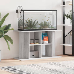 vidaXL - Aquariumstandaard - 100x40x60 - cm - bewerkt - hout - grijs - sonoma