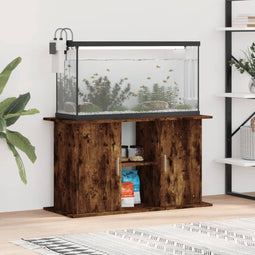 vidaXL - Aquariumstandaard - 101x41x58 - cm - bewerkt - hout - gerookt - eikenkleur