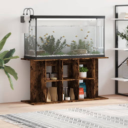 vidaXL - Aquariumstandaard - 120x40x60 - cm - bewerkt - hout - gerookt - eikenkleur