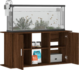 vidaXL - Aquariumstandaard - 121x41x58 - cm - bewerkt - hout - bruin - eikenkleur