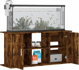 vidaXL - Aquariumstandaard - 121x41x58 - cm - bewerkt - hout - gerookt - eikenkleur