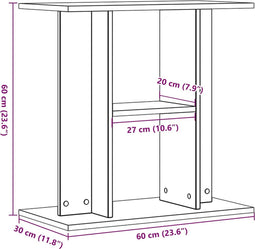 vidaXL - Aquariumstandaard - 60x30x60 - cm - bewerkt - hout - oud - houtkleurig