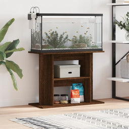 vidaXL - Aquariumstandaard - 80x35x60 - cm - bewerkt - hout - bruin - eikenkleur