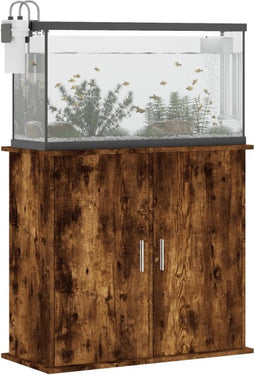 vidaXL - Aquariumstandaard - 81x36x73 - cm - bewerkt - hout - gerookt - eikenkleurig