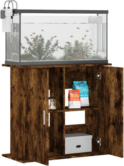 vidaXL - Aquariumstandaard - 81x36x73 - cm - bewerkt - hout - gerookt - eikenkleurig