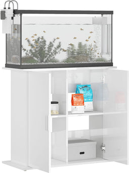 vidaXL - Aquariumstandaard - 81x36x73 - cm - bewerkt - hout - hoogglans - wit
