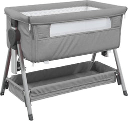 vidaXL - Babybed - met - matras - linnen - lichtgrijs