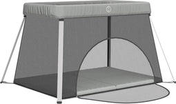 vidaXL - Babybox - met - matras - linnen - donkergrijs