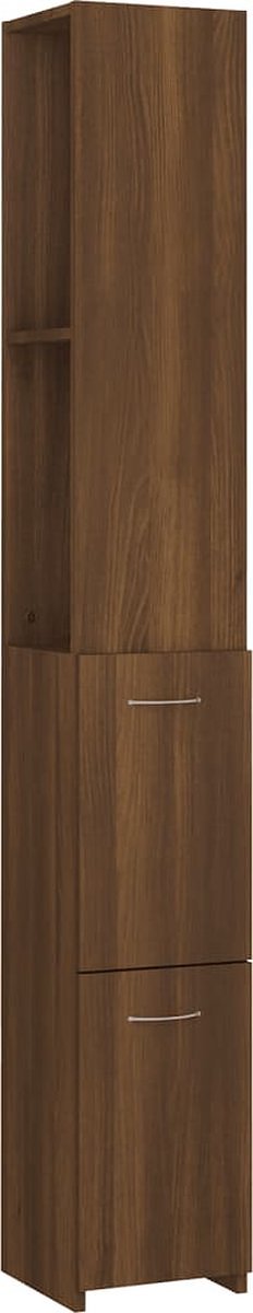 vidaXL - Badkamerkast - 25x26,5x170 - cm - bewerkt - hout - bruin - eikenkleur