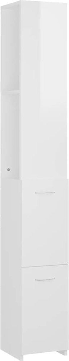 vidaXL - Badkamerkast - 25x26,5x170 - cm - bewerkt - hout - hoogglans - wit