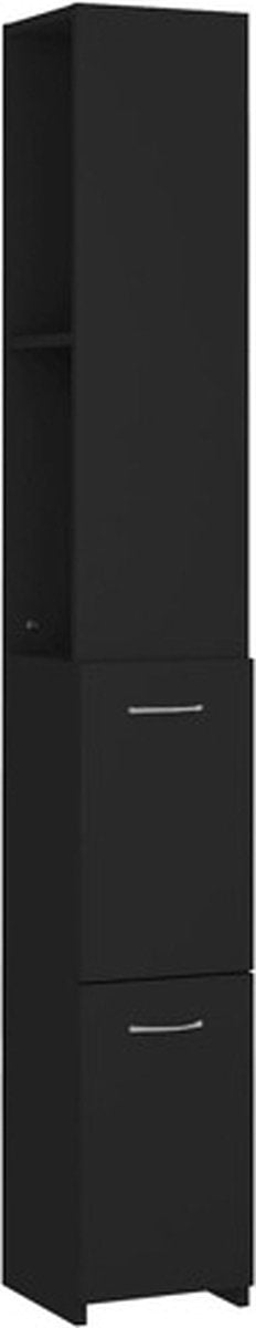 vidaXL - Badkamerkast - 25x26,5x170 - cm - bewerkt - hout - zwart