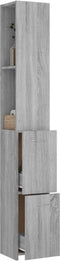 vidaXL - Badkamerkast - 25x26,5x170cm - bewerkt - hout - grijs - sonoma - eikenkleur