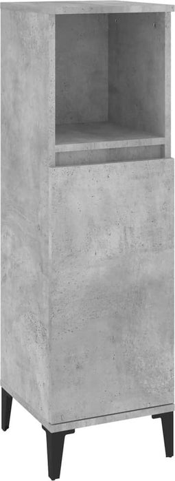 vidaXL - Badkamerkast - 30x30x100 - cm - bewerkt - hout - betongrijs