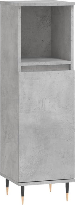 vidaXL - Badkamerkast - 30x30x100 - cm - bewerkt - hout - betongrijs
