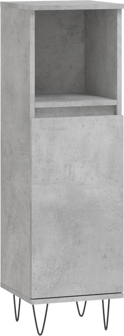 vidaXL - Badkamerkast - 30x30x100 - cm - bewerkt - hout - betongrijs