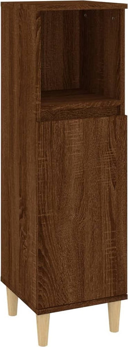 vidaXL - Badkamerkast - 30x30x100 - cm - bewerkt - hout - bruin - eikenkleur