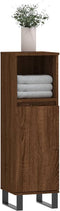 vidaXL - Badkamerkast - 30x30x100 - cm - bewerkt - hout - bruin - eikenkleur