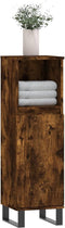 vidaXL - Badkamerkast - 30x30x100 - cm - bewerkt - hout - gerookt - eikenkleurig