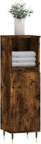 vidaXL - Badkamerkast - 30x30x100 - cm - bewerkt - hout - gerookt - eikenkleurig