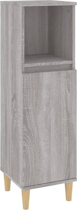 vidaXL - Badkamerkast - 30x30x100 - cm - bewerkt - hout - grijs - sonoma - eikenkleur