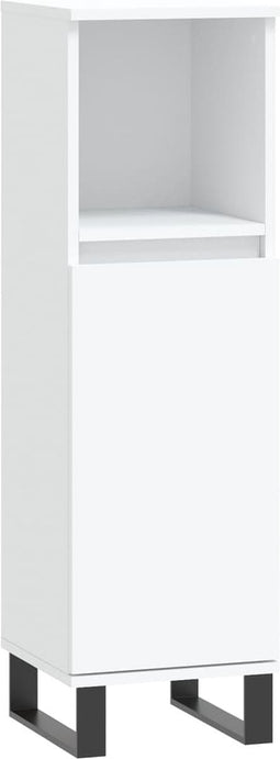 vidaXL - Badkamerkast - 30x30x100 - cm - bewerkt - hout - wit
