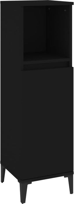 vidaXL - Badkamerkast - 30x30x100 - cm - bewerkt - hout - zwart