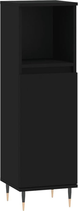 vidaXL - Badkamerkast - 30x30x100 - cm - bewerkt - hout - zwart