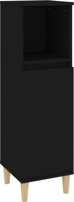 vidaXL - Badkamerkast - 30x30x100 - cm - bewerkt - hout - zwart