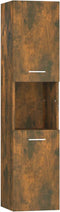 vidaXL - Badkamerkast - 30x30x130 - cm - bewerkt - hout - gerookt - eikenkleurig