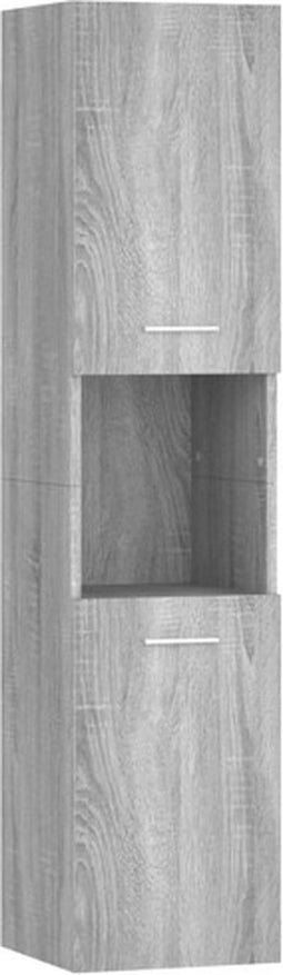 vidaXL - Badkamerkast - 30x30x130 - cm - bewerkt - hout - grijs - sonoma - eikenkleur