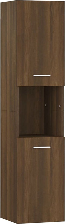 vidaXL - Badkamerkast - 30x30x130 - cm - bewerkt - hout - bruineikenkleurig