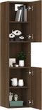 vidaXL - Badkamerkast - 30x30x130 - cm - bewerkt - hout - bruineikenkleurig
