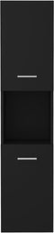 vidaXL - Badkamerkast - 30x30x130 - cm - bewerkt - hout - zwart