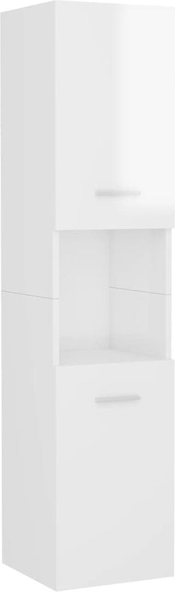 vidaXL - Badkamerkast - 30x30x130 - cm - spaanplaat - hoogglans - wit