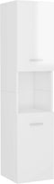 vidaXL - Badkamerkast - 30x30x130 - cm - spaanplaat - hoogglans - wit