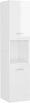 vidaXL - Badkamerkast - 30x30x130 - cm - spaanplaat - hoogglans - wit