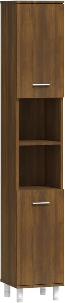 vidaXL - Badkamerkast - 30x30x179 - cm - bewerkt - hout - bruin - eikenkleur