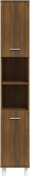 vidaXL - Badkamerkast - 30x30x179 - cm - bewerkt - hout - bruin - eikenkleur
