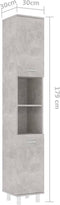 vidaXL - Badkamerkast - 30x30x179 - cm - spaanplaat - betongrijs