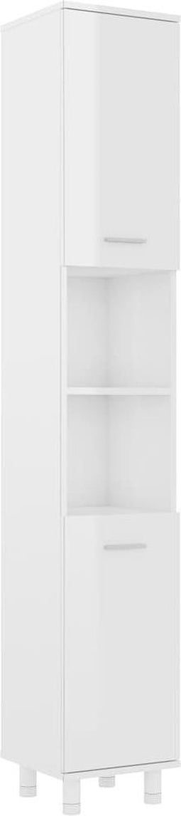 vidaXL - Badkamerkast - 30x30x179 - cm - spaanplaat - hoogglans - wit